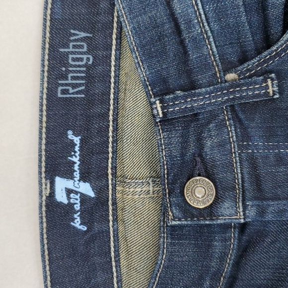 7 For all Mankind Rhigby jeans men's size 30 x 30L dark wash button fly straight - Picture 7 of 10